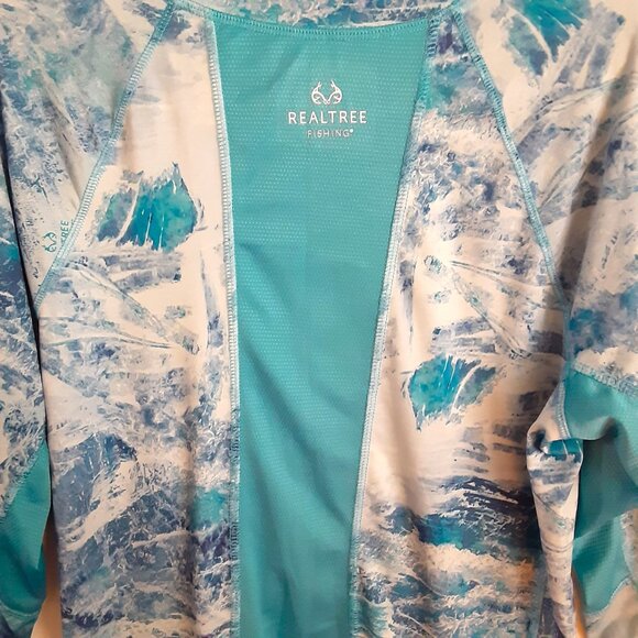 Realtree Fishing Woman's Top Size XL Long Sleeve Blue/Gray Recycled Polyester - Picture 2 of 9